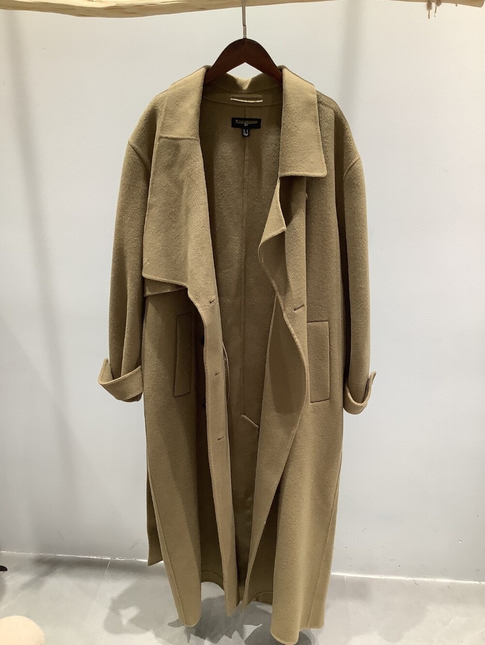 Reiss Arlo Atelier Wool Blindseam Double-Breasted Coat in Khaki - Picture 11 of 16